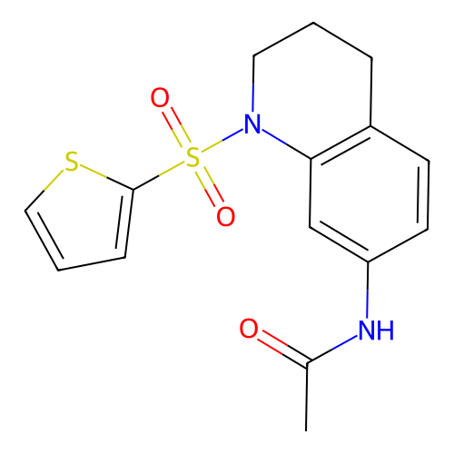 N-(1-(thiophen-2-ylsulfonyl)-1,2,3,4-tetrahydroquinolin-7-yl)acetamide structure