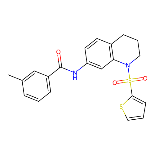 3-methyl-N-(1-thiophen-2-ylsulfonyl-3,4-dihydro-2H-quinolin-7-yl)benzamide structure