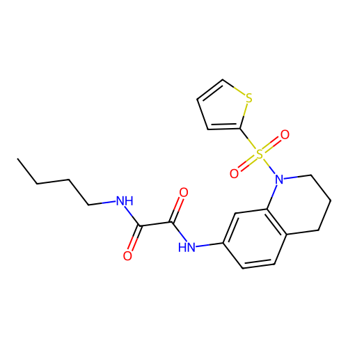 N-butyl-N'-(1-thiophen-2-ylsulfonyl-3,4-dihydro-2H-quinolin-7-yl)oxamide structure