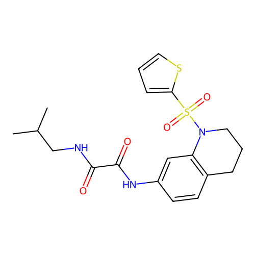 N-(2-methylpropyl)-N'-(1-thiophen-2-ylsulfonyl-3,4-dihydro-2H-quinolin-7-yl)oxamide structure