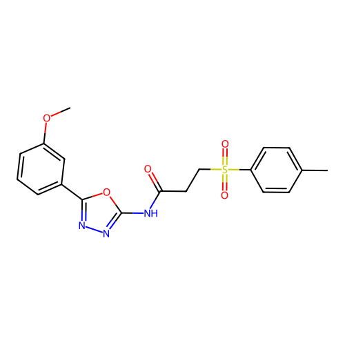 N-(5-(3-methoxyphenyl)-1,3,4-oxadiazol-2-yl)-3-tosylpropanamide structure