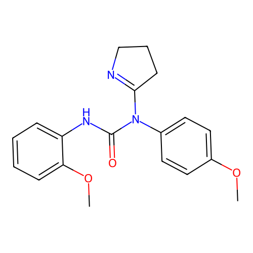 1-(3,4-dihydro-2H-pyrrol-5-yl)-3-(2-methoxyphenyl)-1-(4-methoxyphenyl)urea structure