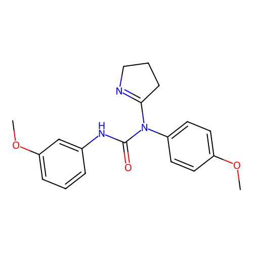 1-(3,4-dihydro-2H-pyrrol-5-yl)-3-(3-methoxyphenyl)-1-(4-methoxyphenyl)urea structure