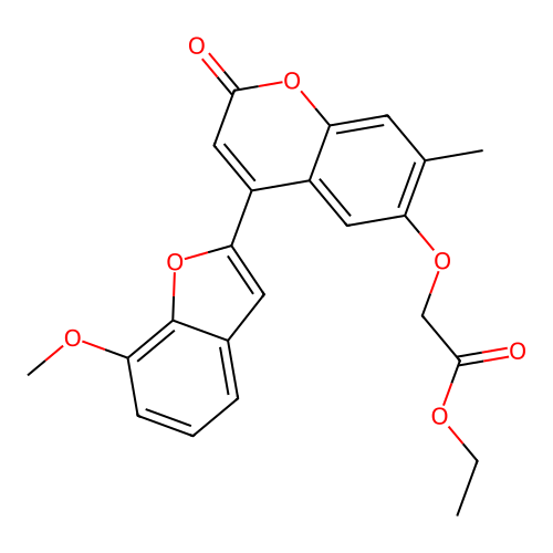 Ethyl 2-[4-(7-methoxybenzo[d]furan-2-yl)-7-methyl-2-oxochromen-6-yloxy]acetate structure