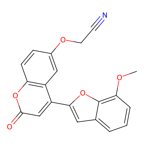 2-[4-(7-Methoxybenzo[d]furan-2-yl)-2-oxochromen-6-yloxy]ethanenitrile structure
