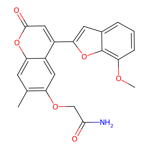 2-((4-(7-methoxybenzofuran-2-yl)-7-methyl-2-oxo-2H-chromen-6-yl)oxy)acetamide structure