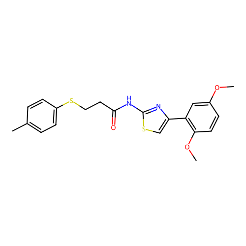 N-(4-(2,5-dimethoxyphenyl)thiazol-2-yl)-3-(p-tolylthio)propanamide structure