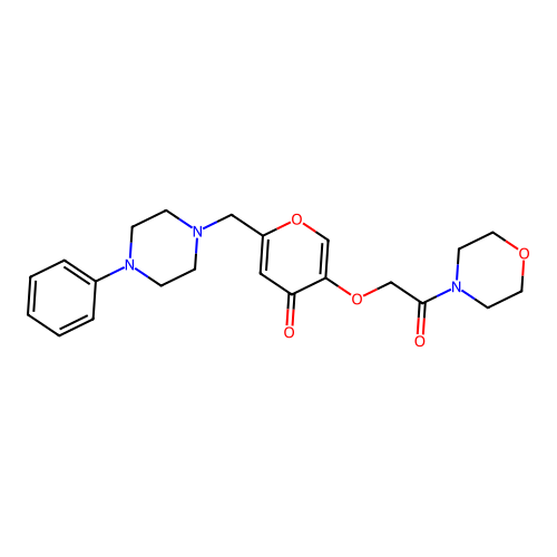 5-(2-morpholino-2-oxoethoxy)-2-((4-phenylpiperazin-1-yl)methyl)-4H-pyran-4-one structure