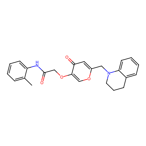 2-[6-(3,4-dihydro-2H-quinolin-1-ylmethyl)-4-oxopyran-3-yl]oxy-N-(2-methylphenyl)acetamide structure