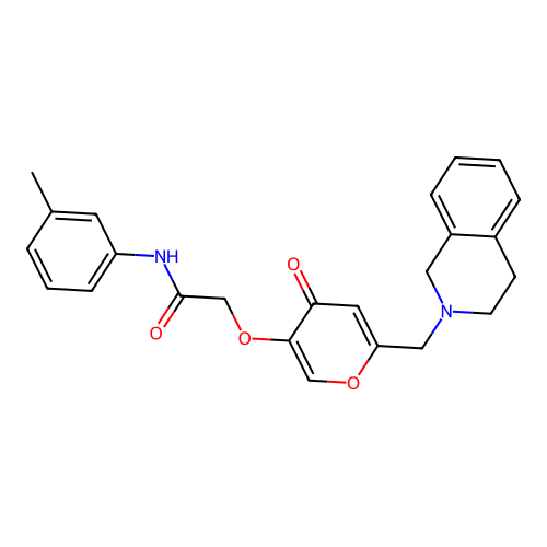 2-((6-((3,4-dihydroisoquinolin-2(1H)-yl)methyl)-4-oxo-4H-pyran-3-yl)oxy)-N-(m-tolyl)acetamide structure
