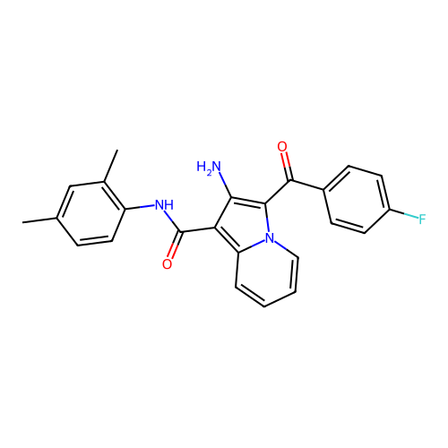 2-amino-N-(2,4-dimethylphenyl)-3-(4-fluorobenzoyl)indolizine-1-carboxamide structure