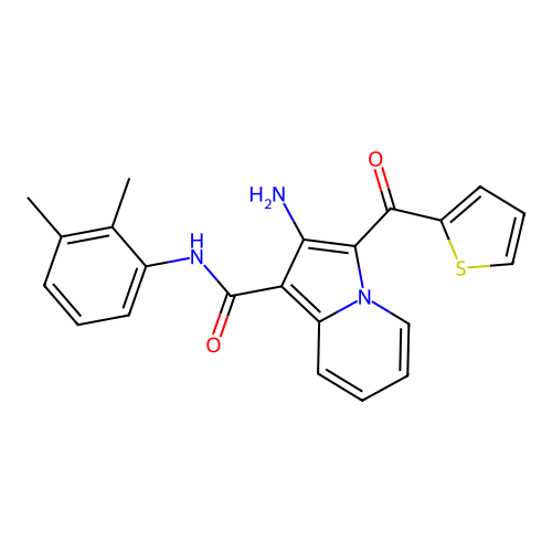 2-amino-N-(2,3-dimethylphenyl)-3-(thiophene-2-carbonyl)indolizine-1-carboxamide structure