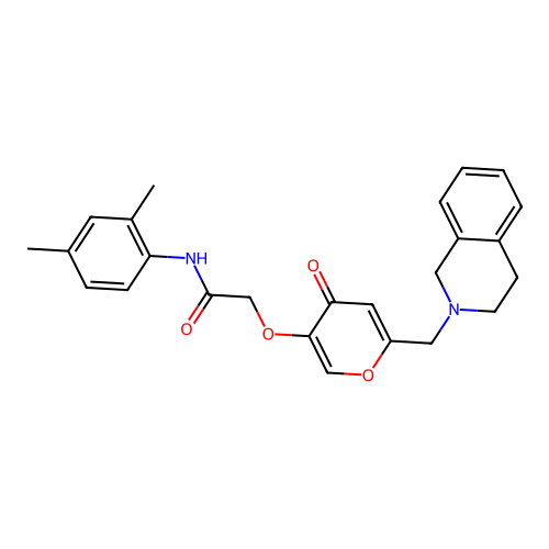 2-((6-((3,4-dihydroisoquinolin-2(1H)-yl)methyl)-4-oxo-4H-pyran-3-yl)oxy)-N-(2,4-dimethylphenyl)acetamide structure