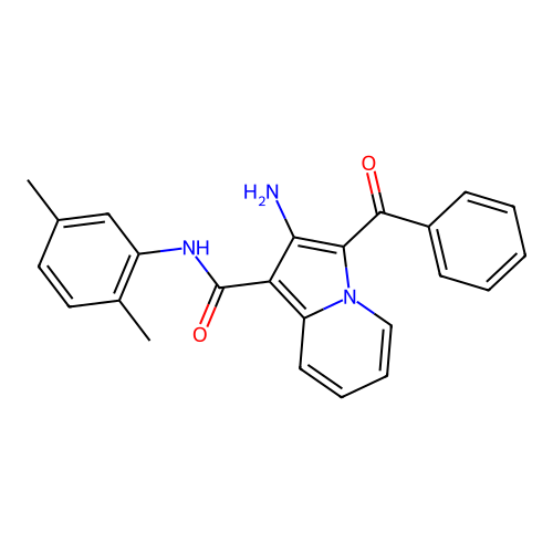 2-amino-3-benzoyl-N-(2,5-dimethylphenyl)indolizine-1-carboxamide structure