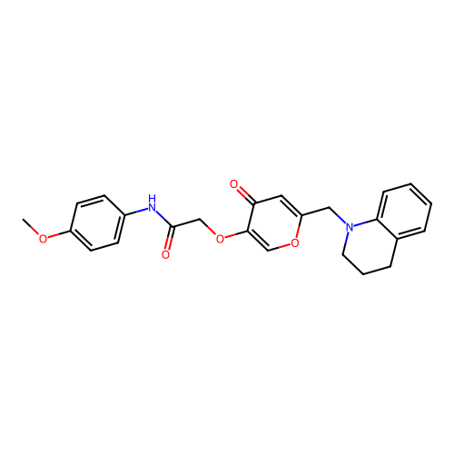 N-(4-methoxyphenyl)-2-({4-oxo-6-[(1,2,3,4-tetrahydroquinolin-1-yl)methyl]-4H-pyran-3-yl}oxy)acetamide structure