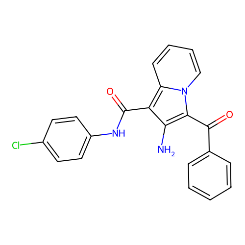 2-amino-3-benzoyl-N-(4-chlorophenyl)indolizine-1-carboxamide structure