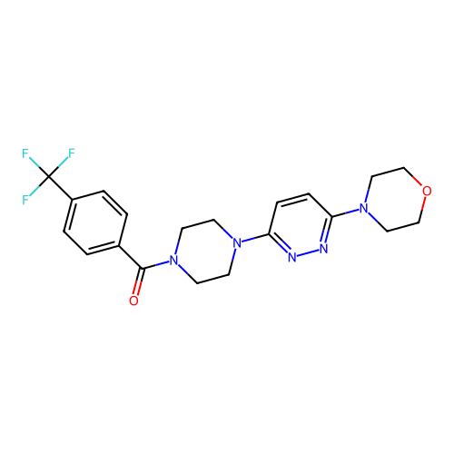 (4-(6-morpholinopyridazin-3-yl)piperazin-1-yl)(4-(trifluoromethyl)phenyl)methanone structure