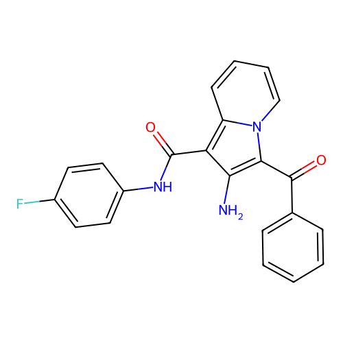 2-amino-3-benzoyl-N-(4-fluorophenyl)indolizine-1-carboxamide structure