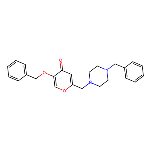 5-(benzyloxy)-2-((4-benzylpiperazin-1-yl)methyl)-4H-pyran-4-one structure