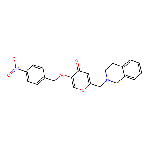 2-(3,4-dihydro-1H-isoquinolin-2-ylmethyl)-5-[(4-nitrophenyl)methoxy]pyran-4-one structure