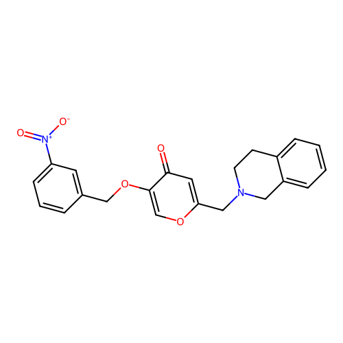 2-(3,4-dihydro-1H-isoquinolin-2-ylmethyl)-5-[(3-nitrophenyl)methoxy]pyran-4-one structure