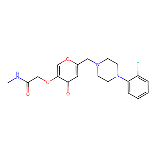 2-[(6-{[4-(2-fluorophenyl)piperazin-1-yl]methyl}-4-oxo-4H-pyran-3-yl)oxy]-N-methylacetamide structure