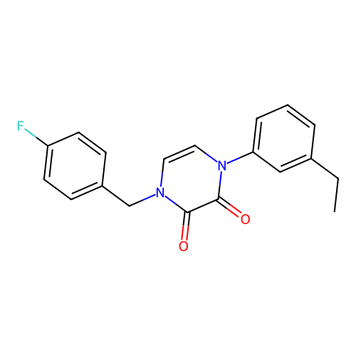 1-(3-Ethylphenyl)-4-[(4-fluorophenyl)methyl]pyrazine-2,3-dione structure