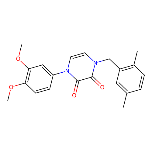 1-(3,4-Dimethoxyphenyl)-4-[(2,5-dimethylphenyl)methyl]pyrazine-2,3-dione structure