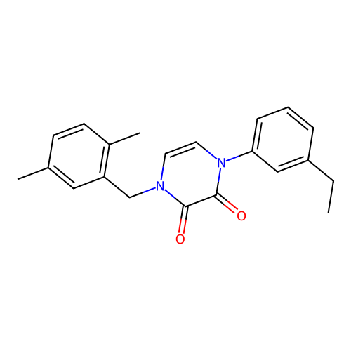 1-[(2,5-Dimethylphenyl)methyl]-4-(3-ethylphenyl)pyrazine-2,3-dione structure