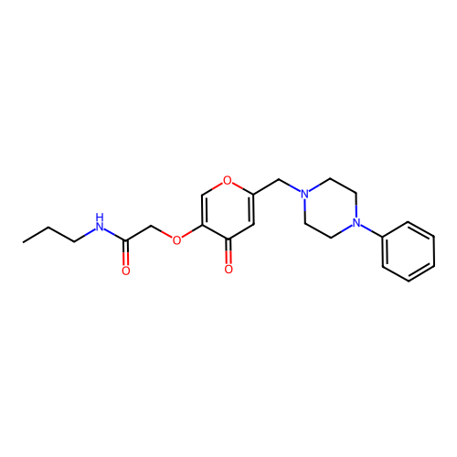 2-({4-oxo-6-[(4-phenylpiperazin-1-yl)methyl]-4H-pyran-3-yl}oxy)-N-propylacetamide structure