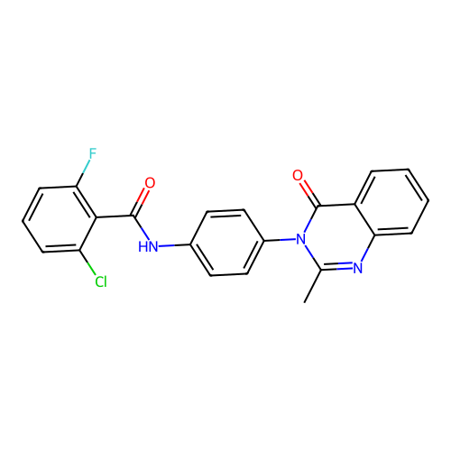 2-chloro-6-fluoro-N-[4-(2-methyl-4-oxoquinazolin-3-yl)phenyl]benzamide structure