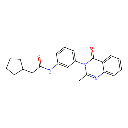 2-cyclopentyl-N-[3-(2-methyl-4-oxoquinazolin-3-yl)phenyl]acetamide structure