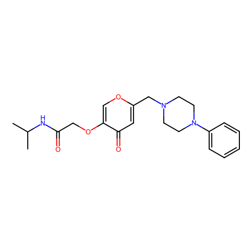 2-({4-oxo-6-[(4-phenylpiperazin-1-yl)methyl]-4H-pyran-3-yl}oxy)-N-(propan-2-yl)acetamide structure
