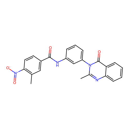 3-methyl-N-[3-(2-methyl-4-oxoquinazolin-3-yl)phenyl]-4-nitrobenzamide structure