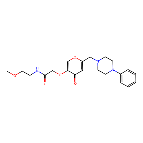 N-(2-methoxyethyl)-2-({4-oxo-6-[(4-phenylpiperazin-1-yl)methyl]-4H-pyran-3-yl}oxy)acetamide structure