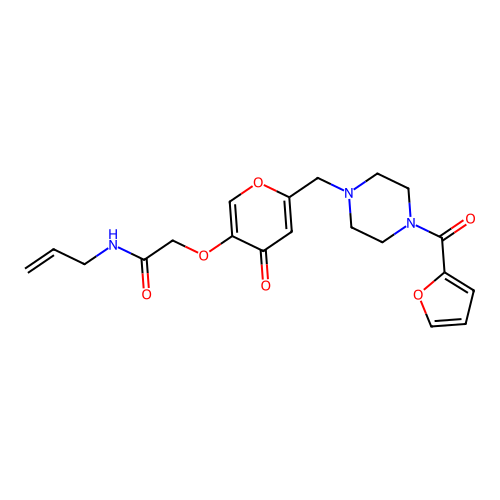 2-[(6-{[4-(furan-2-carbonyl)piperazin-1-yl]methyl}-4-oxo-4H-pyran-3-yl)oxy]-N-(prop-2-en-1-yl)acetamide structure