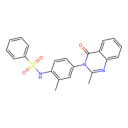 N-[2-methyl-4-(2-methyl-4-oxoquinazolin-3-yl)phenyl]benzenesulfonamide structure
