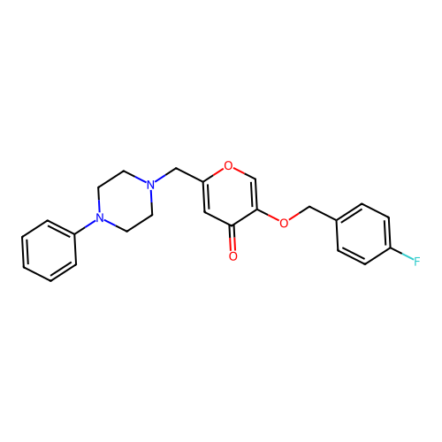 5-[(4-Fluorophenyl)methoxy]-2-[(4-phenylpiperazin-1-yl)methyl]pyran-4-one structure