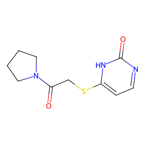 6-(2-oxo-2-pyrrolidin-1-ylethyl)sulfanyl-1H-pyrimidin-2-one structure