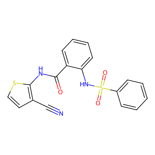N-(3-cyanothiophen-2-yl)-2-(phenylsulfonamido)benzamide structure