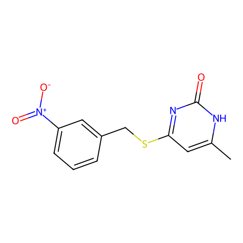 6-methyl-4-((3-nitrobenzyl)thio)pyrimidin-2(1H)-one structure