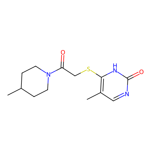 5-methyl-4-((2-(4-methylpiperidin-1-yl)-2-oxoethyl)thio)pyrimidin-2(1H)-one structure