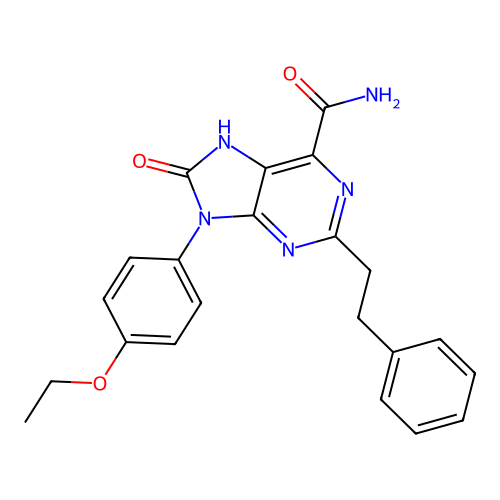 9-(4-ethoxyphenyl)-8-oxo-2-phenethyl-8,9-dihydro-7H-purine-6-carboxamide structure