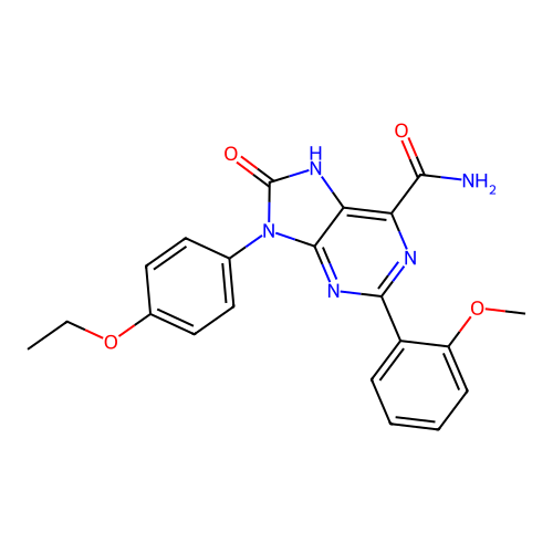 9-(4-ethoxyphenyl)-2-(2-methoxyphenyl)-8-oxo-8,9-dihydro-7H-purine-6-carboxamide structure