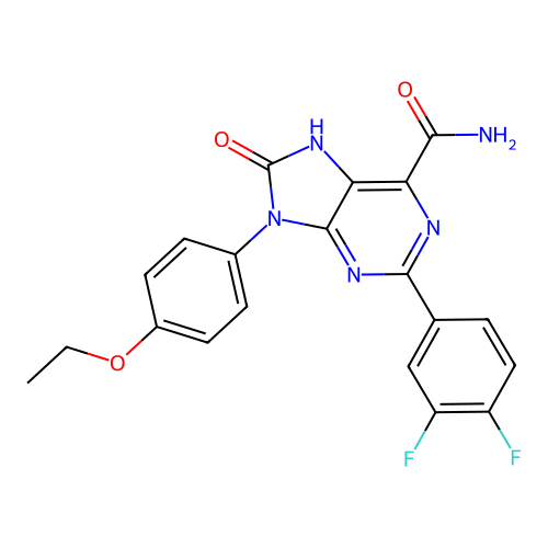 2-(3,4-difluorophenyl)-9-(4-ethoxyphenyl)-8-oxo-8,9-dihydro-7H-purine-6-carboxamide structure
