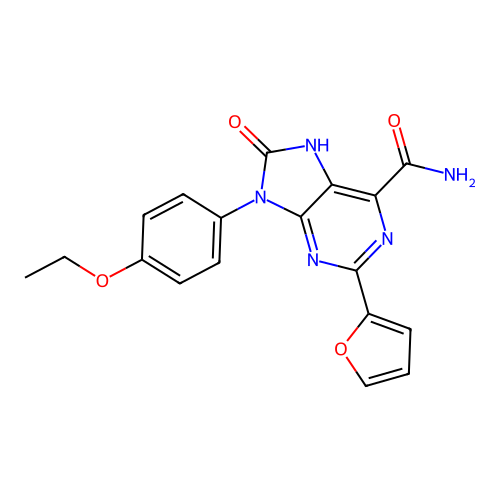 9-(4-ethoxyphenyl)-2-(furan-2-yl)-8-oxo-8,9-dihydro-7H-purine-6-carboxamide structure