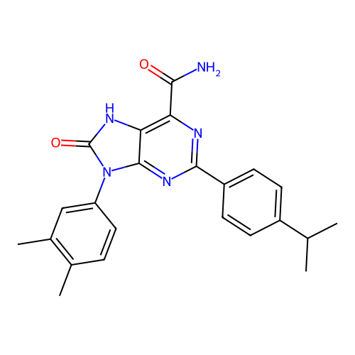 9-(3,4-dimethylphenyl)-8-oxo-2-(4-propan-2-ylphenyl)-7H-purine-6-carboxamide structure