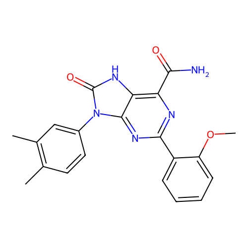 9-(3,4-dimethylphenyl)-2-(2-methoxyphenyl)-8-oxo-8,9-dihydro-7H-purine-6-carboxamide structure