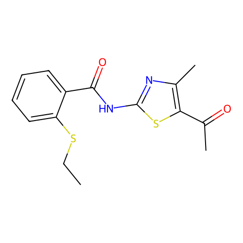 N-(5-acetyl-4-methylthiazol-2-yl)-2-(ethylthio)benzamide structure