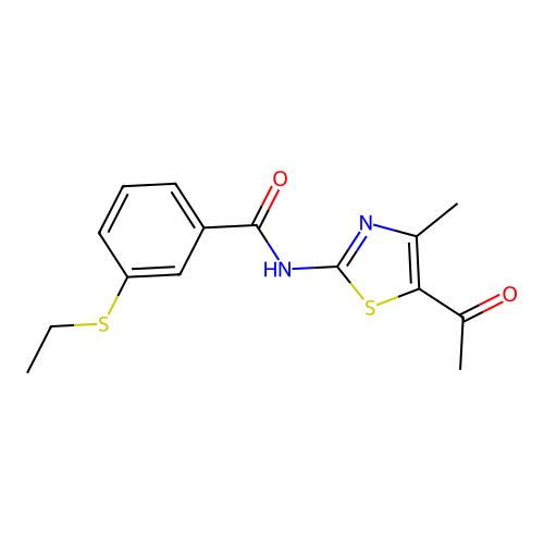 N-(5-acetyl-4-methylthiazol-2-yl)-3-(ethylthio)benzamide structure
